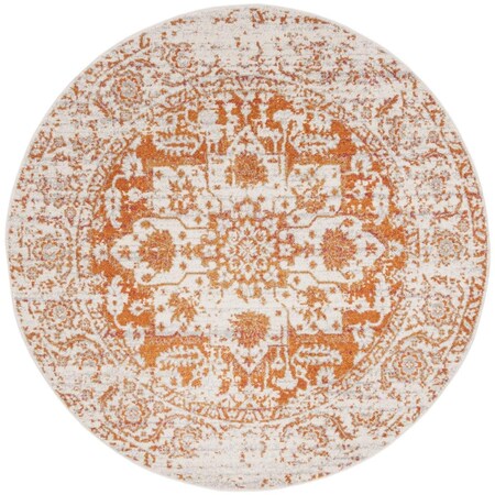 Flowers First 9 x 9 ft. Madison Contemporary Round Power Loomed Rug, Orange & Ivory FL2149384